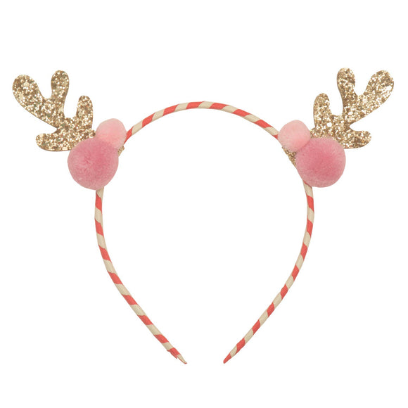 Stripy Pom Pom Christmas Reindeer Headband