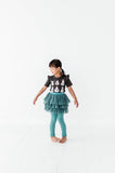 Dress-Up Ghosts Ruffle Graphic Halloween Tee (Charcoal)