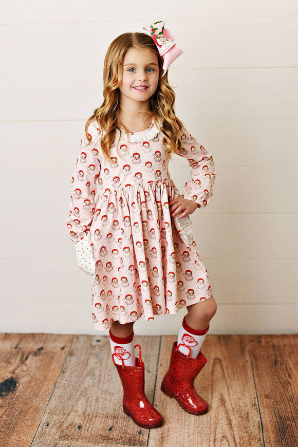 Girls Christmas Holiday Santa Twirl Dress