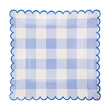 Blue Gingham Scalloped Paper Plates