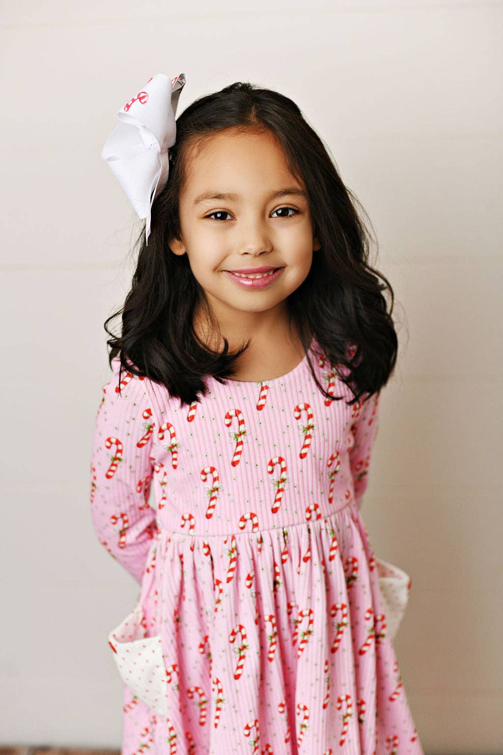 Girls Pink Candy Cane Ribbed Holiday Twirl Dress – shopdelightfulfind