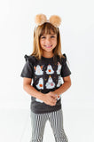 Dress-Up Ghosts Ruffle Graphic Halloween Tee (Charcoal)