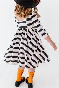 Black Check Halloween Twirl Dress