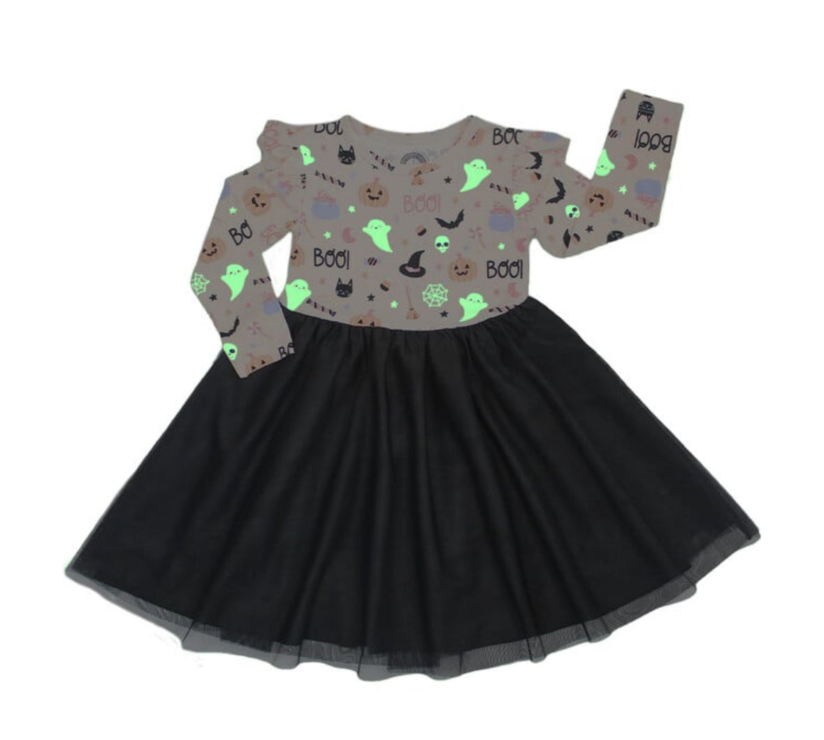 Halloween Sweet and Spooky Glow in the Dark Girls Party Dress Bamboo T –  shopdelightfulfind
