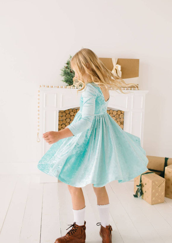 Gwendolyn Dress (Crushed Mint Velvet)