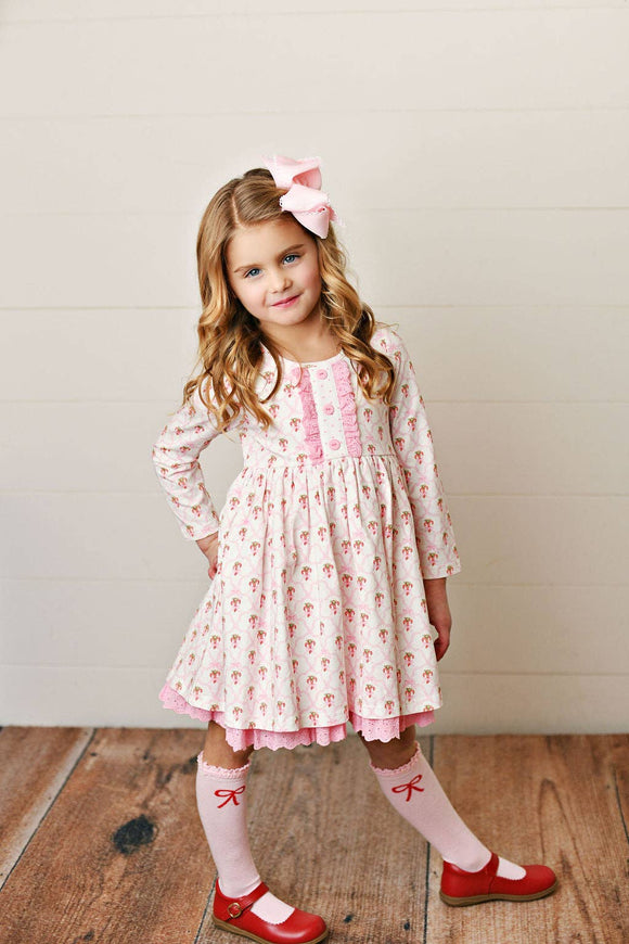 Pastel Candy Cane Christmas Holiday Twirl Dress