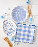 Blue Gingham Scalloped Paper Plates