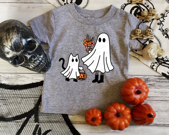 Girly Ghost & Cat Toddler Graphic Tee