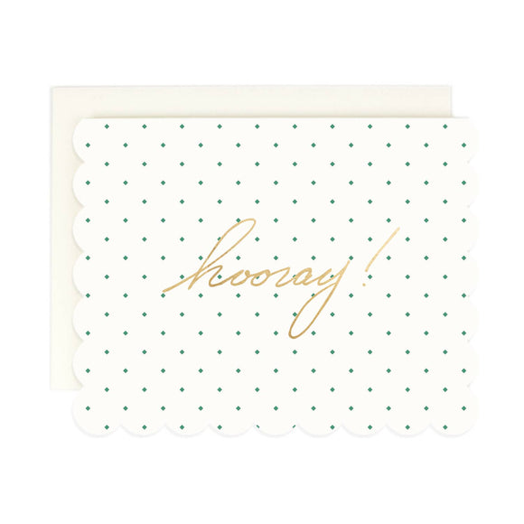 Hooray Diamond Dot Scalloped Blank Greeting Card