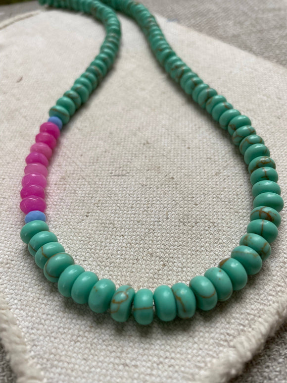 Made with Love Teal and Pink Necklace