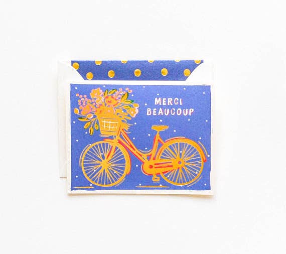 Merci Beaucoup Thank You Bicycle Greeting Card