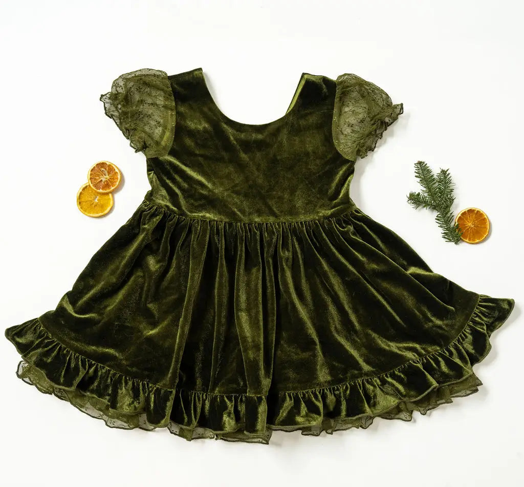 Ollie Jay Eleanor Dress in Juniper Velvet  shopdelightfulfind
