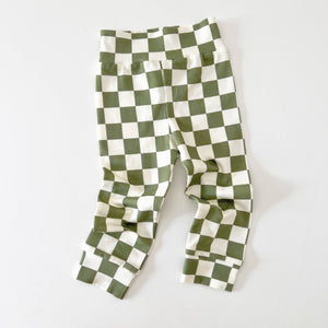 Organic Joggers: Olive Checker (Made in the US)