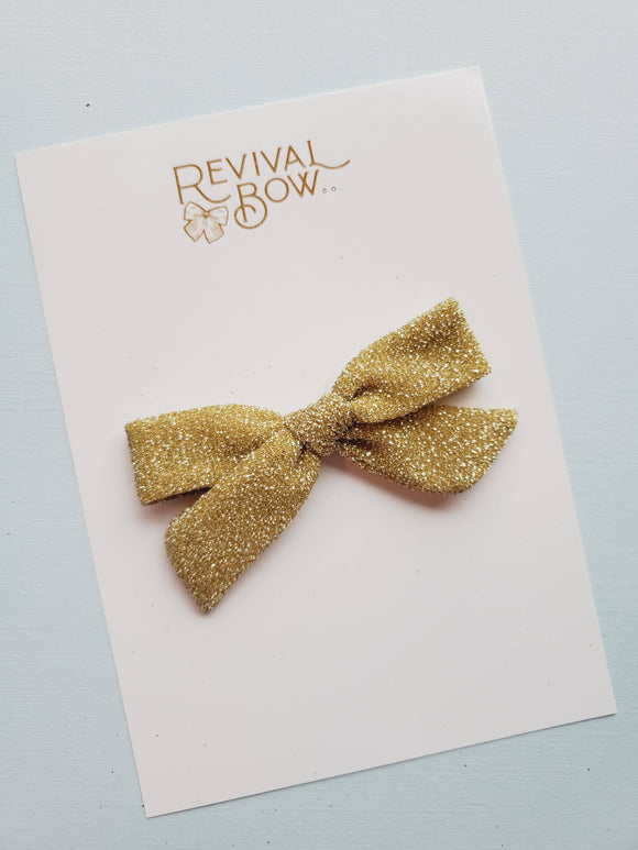 Vintage School Girl Bow (Glitter Gold Sparkle)