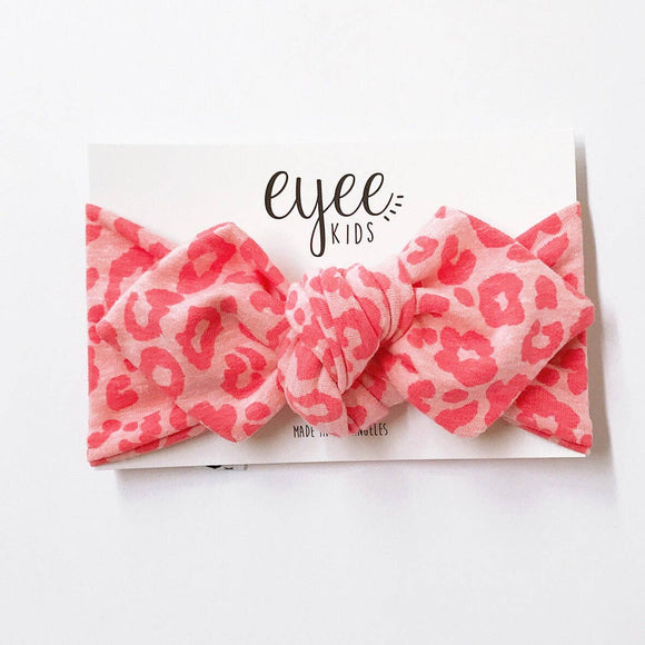 Top Knot Headband (Coral Leopard)