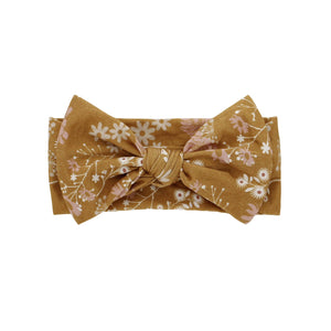 Bamboo Bow Headband: Mustard Floral