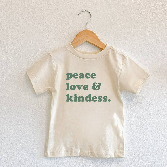 Peace Love & Kindness Toddler Graphic Tee (Green)