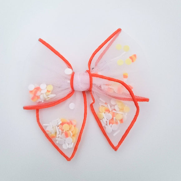 Ava Shaker Halloween Hair Bow (Candy Corn)