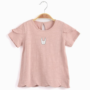 Baby Pink Rabbit Short Sleeve Scalloped Toddler Tee