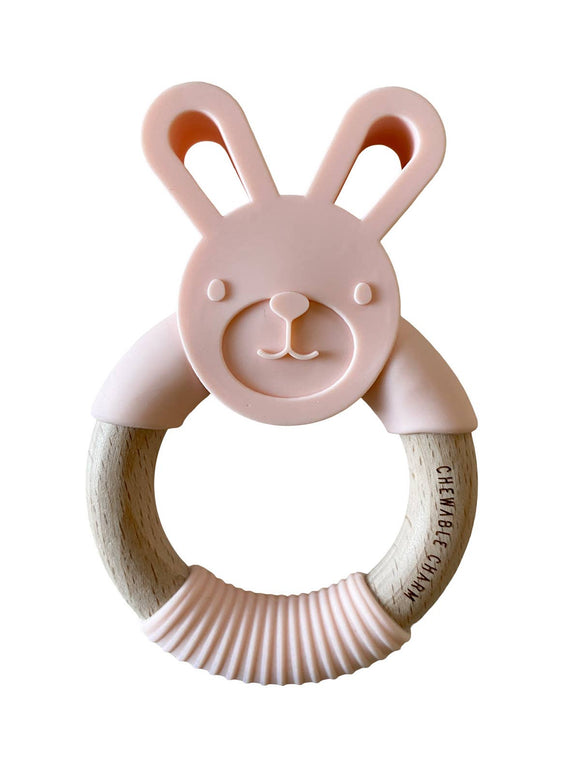 Bunny Silicone + Wood Teether (Pale Blush)