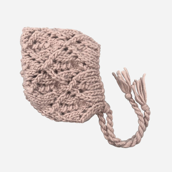 Hand Knit Blair Bonnet (Blush)