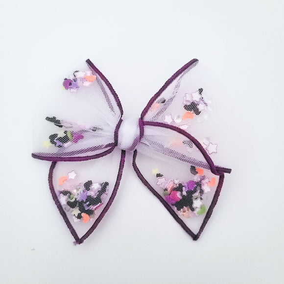 Ava Shaker Halloween Hair Bow (Batty Stars)