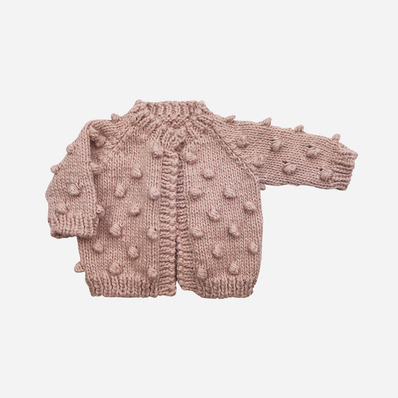 Hand Knit Popcorn Cardigan (Blush)