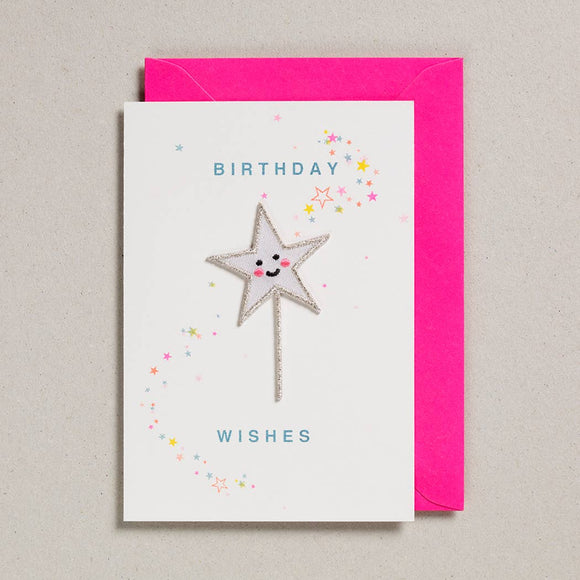 Birthday Wishes Star Wand Patch Greeting Card