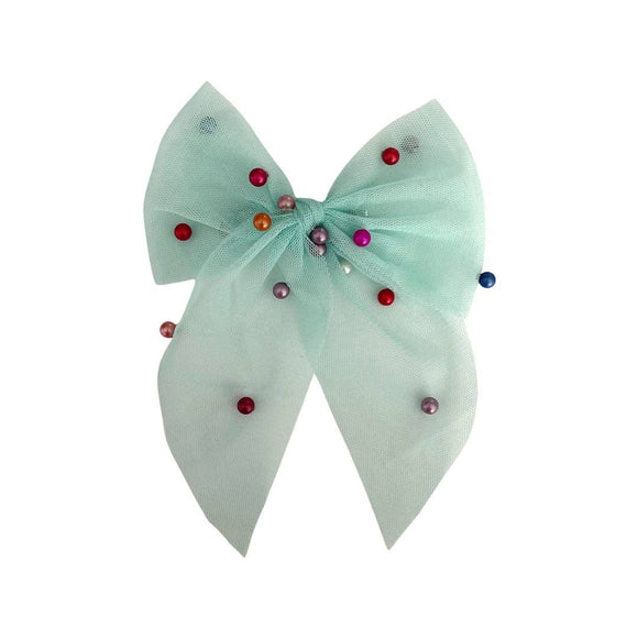 Midi Fay Bow in Party Time Mint Blue