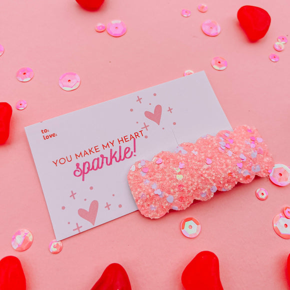 Valentine Single Snap Clip (Pink Glitter)