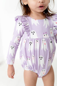 Leah Romper in Purple Girly Ghost (Baby Bubble)