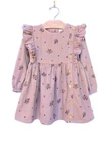 Side Button Dress (Mauve Floral)