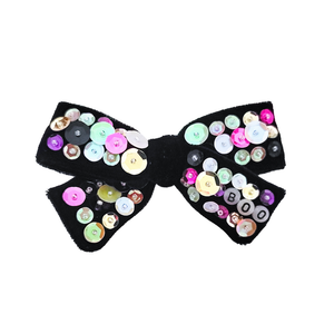 Layla Halloween Hair Bow (Black Sequin)