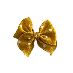 Mini Fay Bow in Goldie Yellow and White Polka Dot