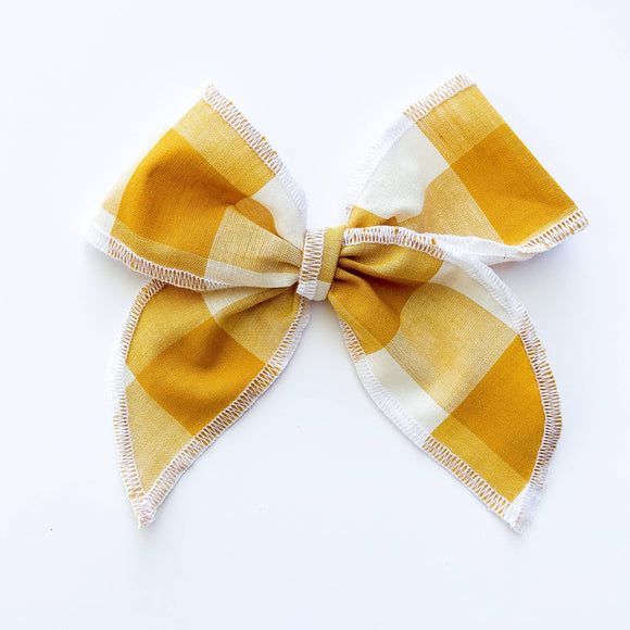 Golden Yellow Plaid Medium Bow