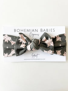 Organic Bow Headband: Starry Bat Halloween (Handmade in the US)