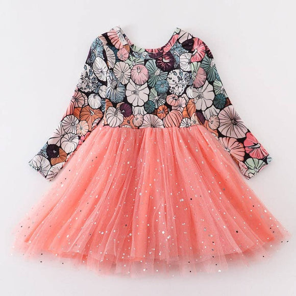 Pumpkin Tulle Tutu Dress (Sparkle Orange)