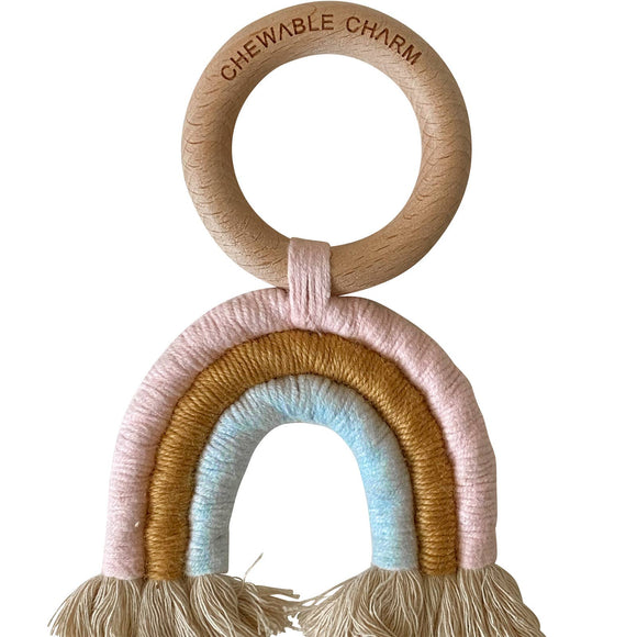 Rainbow Macrame Teether (Light Pink and Blue)