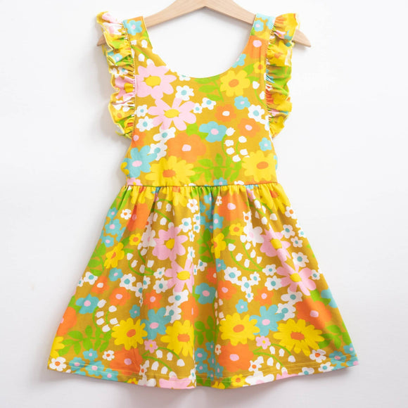 Sixties Summer Floral Pinafore Dress