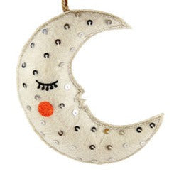 Hushed Night Moon Sequin Ornament