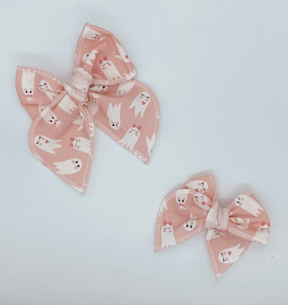 Pink Ghost Halloween Fable Bow