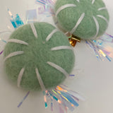 Mint Peppermint Pigtail Clips with Tinsel