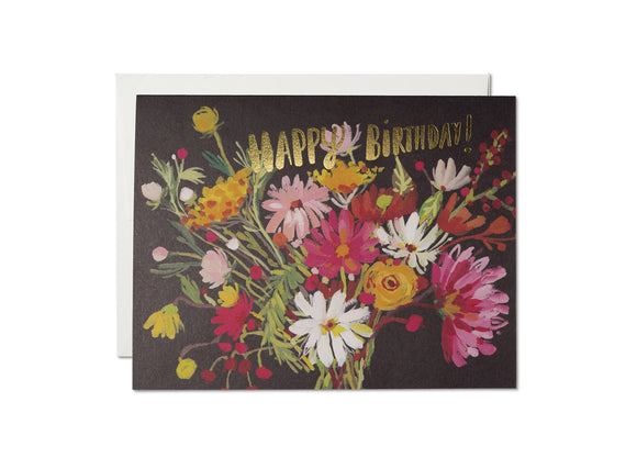 Vintage Floral Birthday Bouquet Greeting Card
